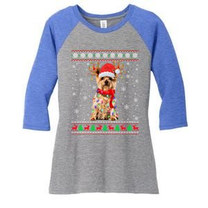 My Cute Ugly Christmas Pajama Great Gift Yorkshire Terrier Dog Gift Women's Tri-Blend 3/4-Sleeve Raglan Shirt