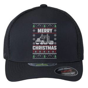 Merry Christmas Ugly Xmas Trucker Funny Truck Driver Love Gift Flexfit Unipanel Trucker Cap