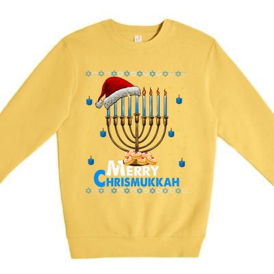 Merry Chrismukkah Ugly Xmas Funny Hanukkah Christmas Premium Crewneck Sweatshirt