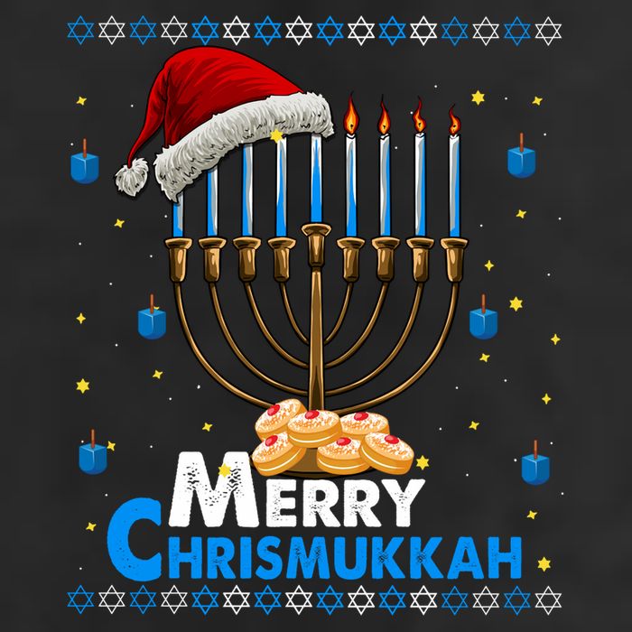 Merry Chrismukkah Ugly Xmas Funny Hanukkah Christmas Garment-Dyed Fleece Hoodie