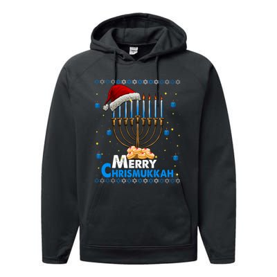 Merry Chrismukkah Ugly Xmas Funny Hanukkah Christmas Performance Fleece Hoodie