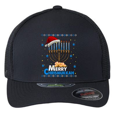 Merry Chrismukkah Ugly Xmas Funny Hanukkah Christmas Flexfit Unipanel Trucker Cap