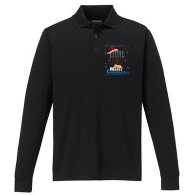 Merry Chrismukkah Ugly Xmas Funny Hanukkah Christmas Performance Long Sleeve Polo