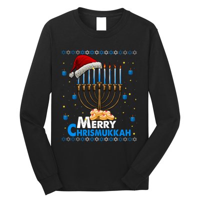 Merry Chrismukkah Ugly Xmas Funny Hanukkah Christmas Long Sleeve Shirt