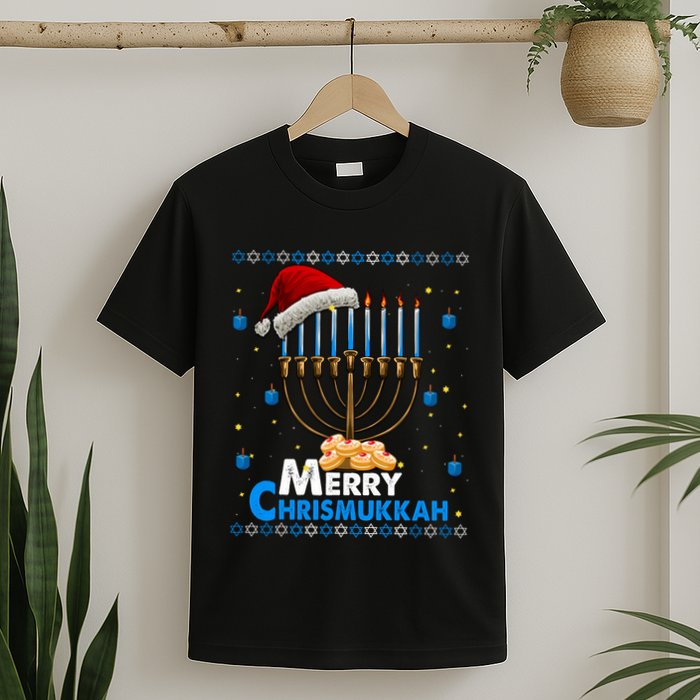 Merry Chrismukkah Ugly Xmas Funny Hanukkah Christmas T-Shirt