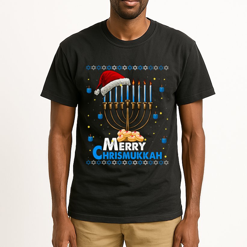 Merry Chrismukkah Ugly Xmas Funny Hanukkah Christmas Tall T-Shirt