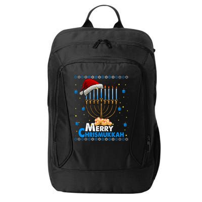 Merry Chrismukkah Ugly Xmas Funny Hanukkah Christmas City Backpack