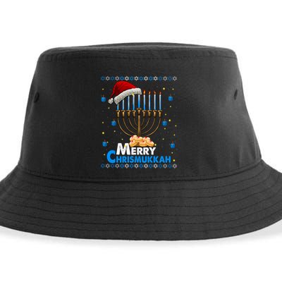 Merry Chrismukkah Ugly Xmas Funny Hanukkah Christmas Sustainable Bucket Hat