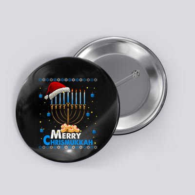 Merry Chrismukkah Ugly Xmas Funny Hanukkah Christmas Button