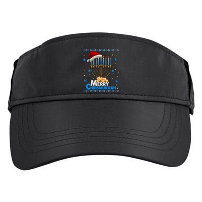 Merry Chrismukkah Ugly Xmas Funny Hanukkah Christmas Adult Drive Performance Visor