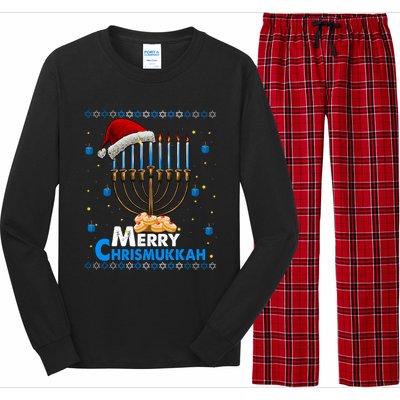 Merry Chrismukkah Ugly Xmas Funny Hanukkah Christmas Long Sleeve Pajama Set