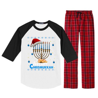 Merry Chrismukkah Ugly Xmas Funny Hanukkah Christmas Raglan Sleeve Pajama Set