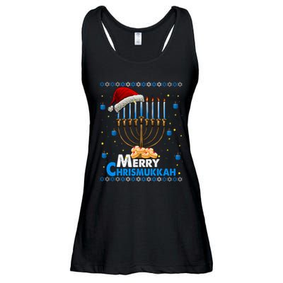 Merry Chrismukkah Ugly Xmas Funny Hanukkah Christmas Ladies Essential Flowy Tank