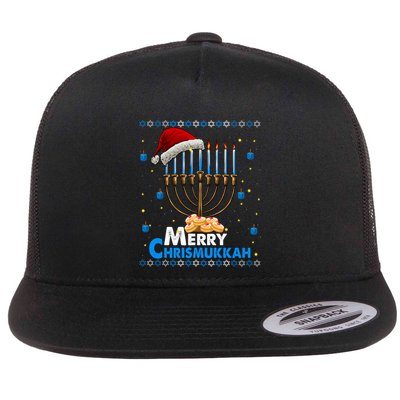 Merry Chrismukkah Ugly Xmas Funny Hanukkah Christmas Flatbill Hat