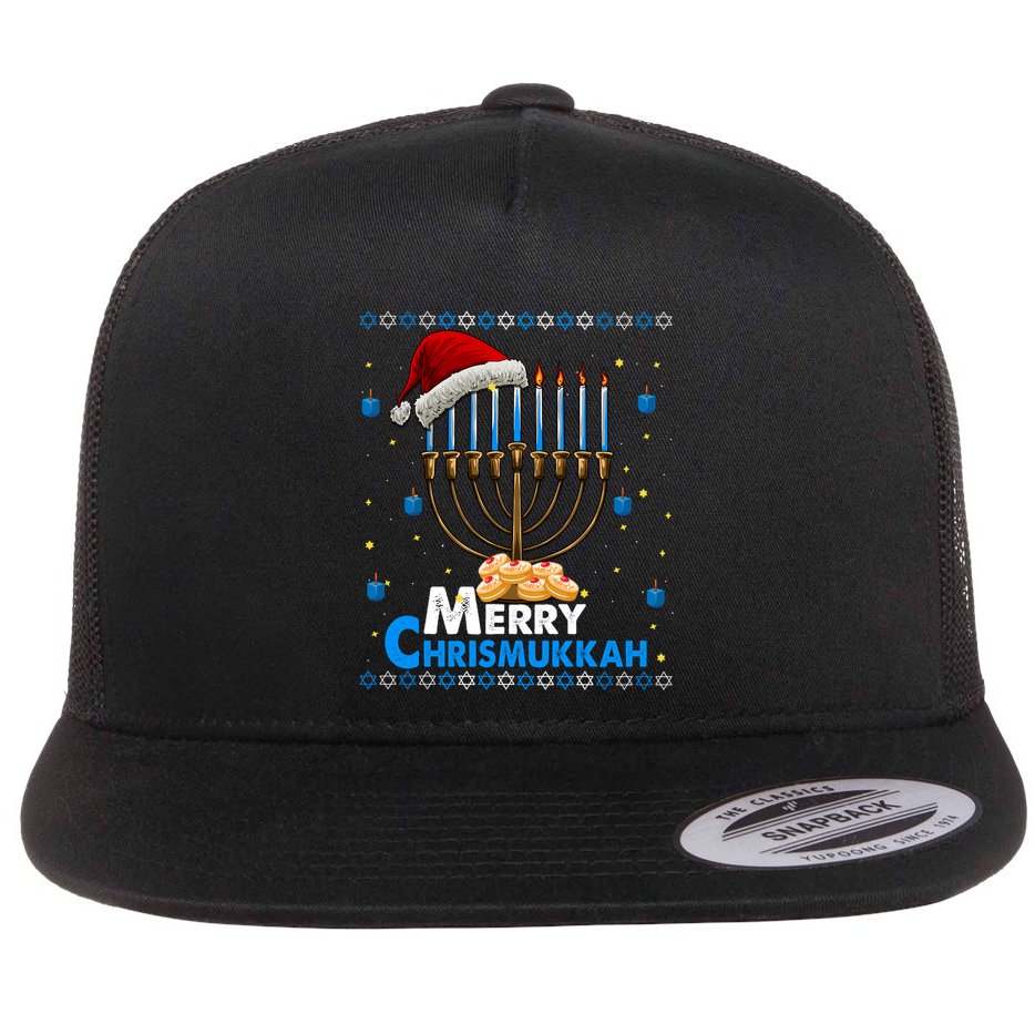 Merry Chrismukkah Ugly Xmas Funny Hanukkah Christmas Flatbill Hat