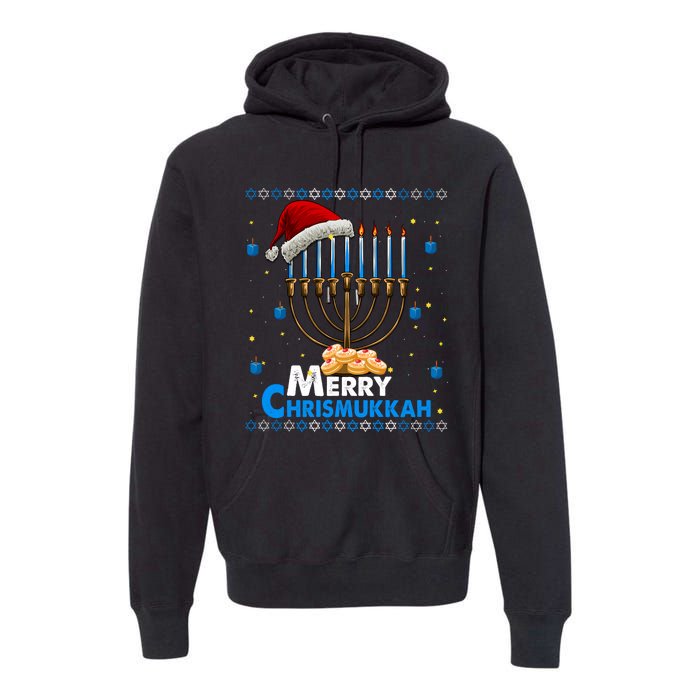 Merry Chrismukkah Ugly Xmas Funny Hanukkah Christmas Premium Hoodie