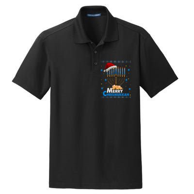 Merry Chrismukkah Ugly Xmas Funny Hanukkah Christmas Dry Zone Grid Polo