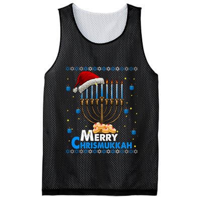 Merry Chrismukkah Ugly Xmas Funny Hanukkah Christmas Mesh Reversible Basketball Jersey Tank