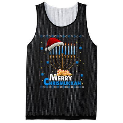 Merry Chrismukkah Ugly Xmas Funny Hanukkah Christmas Mesh Reversible Basketball Jersey Tank