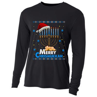 Merry Chrismukkah Ugly Xmas Funny Hanukkah Christmas Cooling Performance Long Sleeve Crew