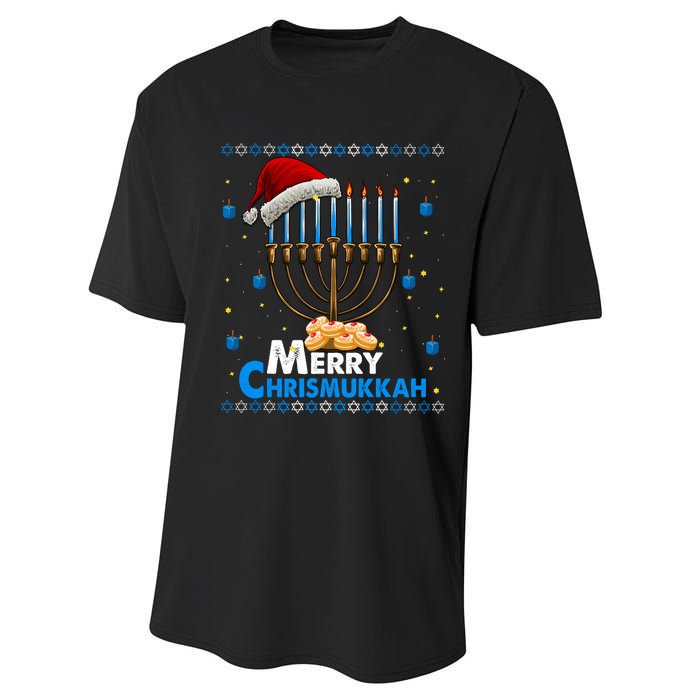 Merry Chrismukkah Ugly Xmas Funny Hanukkah Christmas Performance Sprint T-Shirt