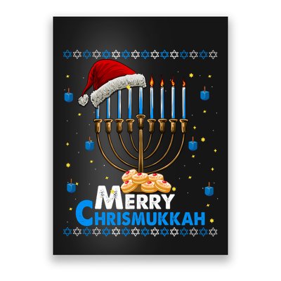 Merry Chrismukkah Ugly Xmas Funny Hanukkah Christmas Poster