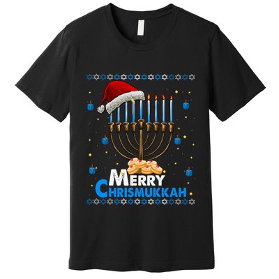 Merry Chrismukkah Ugly Xmas Funny Hanukkah Christmas Premium T-Shirt