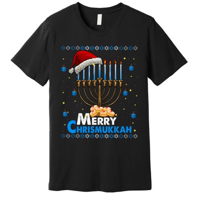 Merry Chrismukkah Ugly Xmas Funny Hanukkah Christmas Premium T-Shirt