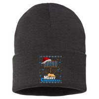 Merry Chrismukkah Ugly Xmas Funny Hanukkah Christmas Sustainable Knit Beanie