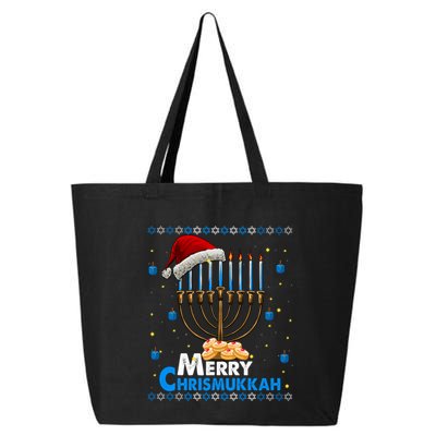 Merry Chrismukkah Ugly Xmas Funny Hanukkah Christmas 25L Jumbo Tote