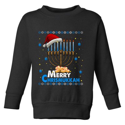 Merry Chrismukkah Ugly Xmas Funny Hanukkah Christmas Toddler Sweatshirt