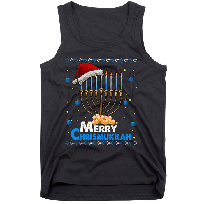 Merry Chrismukkah Ugly Xmas Funny Hanukkah Christmas Tank Top