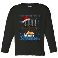 Merry Chrismukkah Ugly Xmas Funny Hanukkah Christmas Toddler Long Sleeve Shirt