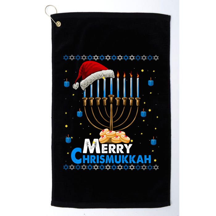 Merry Chrismukkah Ugly Xmas Funny Hanukkah Christmas Golf Towel