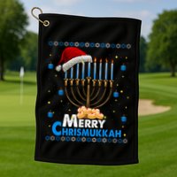 Merry Chrismukkah Ugly Xmas Funny Hanukkah Christmas Golf Towel