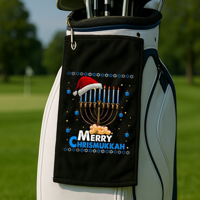 Merry Chrismukkah Ugly Xmas Funny Hanukkah Christmas Golf Towel
