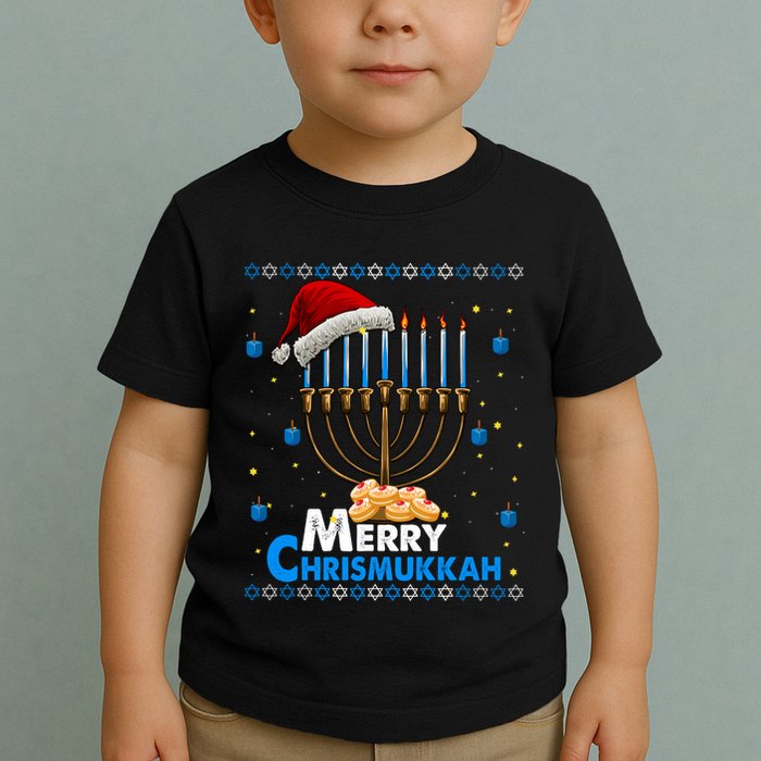 Merry Chrismukkah Ugly Xmas Funny Hanukkah Christmas Toddler T-Shirt