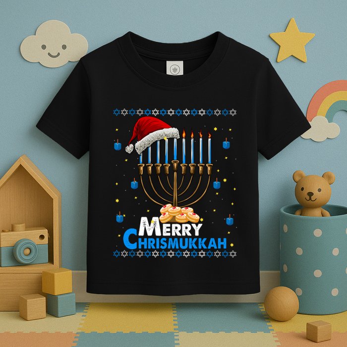 Merry Chrismukkah Ugly Xmas Funny Hanukkah Christmas Toddler T-Shirt