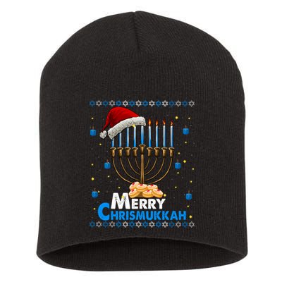 Merry Chrismukkah Ugly Xmas Funny Hanukkah Christmas Short Acrylic Beanie