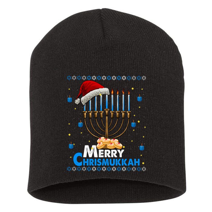 Merry Chrismukkah Ugly Xmas Funny Hanukkah Christmas Short Acrylic Beanie