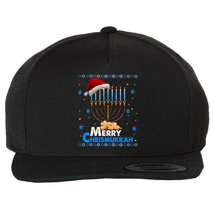 Merry Chrismukkah Ugly Xmas Funny Hanukkah Christmas Wool Snapback Cap