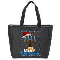 Merry Chrismukkah Ugly Xmas Funny Hanukkah Christmas Zip Tote Bag
