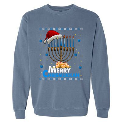 Merry Chrismukkah Ugly Xmas Funny Hanukkah Christmas Garment-Dyed Sweatshirt