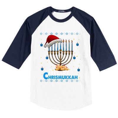 Merry Chrismukkah Ugly Xmas Funny Hanukkah Christmas Baseball Sleeve Shirt