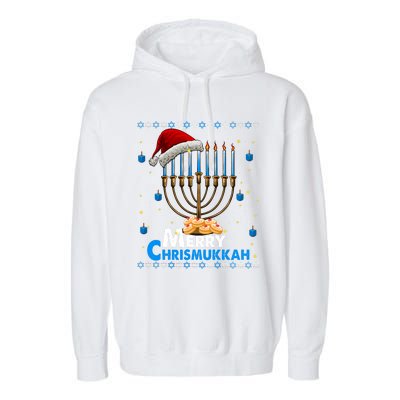 Merry Chrismukkah Ugly Xmas Funny Hanukkah Christmas Garment-Dyed Fleece Hoodie