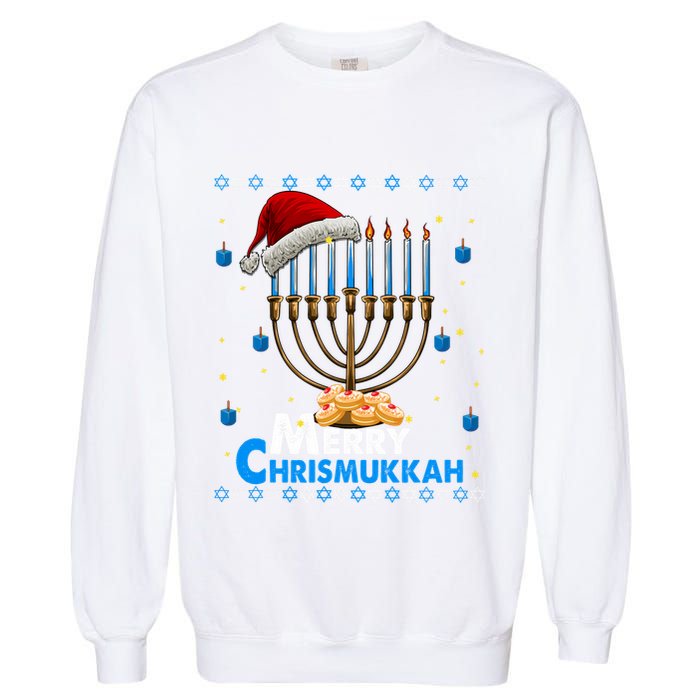 Merry Chrismukkah Ugly Xmas Funny Hanukkah Christmas Garment-Dyed Sweatshirt