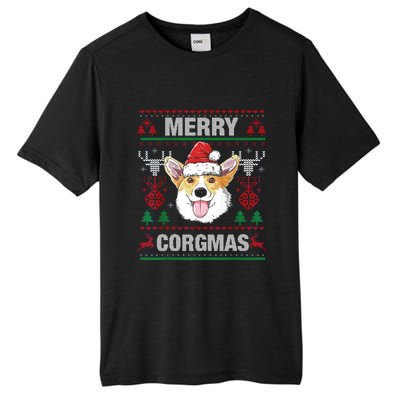 Merry Corgmas Ugly Christmas Sweater Corgi Dog Xmas Cool Gift Tall Fusion ChromaSoft Performance T-Shirt