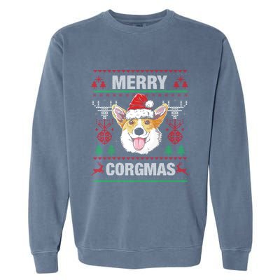 Merry Corgmas Ugly Christmas Sweater Corgi Dog Xmas Cool Gift Garment-Dyed Sweatshirt