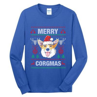 Merry Corgmas Ugly Christmas Sweater Corgi Dog Xmas Cool Gift Tall Long Sleeve T-Shirt