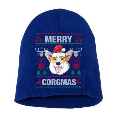 Merry Corgmas Ugly Christmas Sweater Corgi Dog Xmas Cool Gift Short Acrylic Beanie